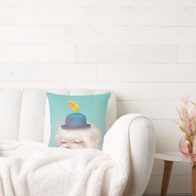 Meditative Clown Dog Portrait Throw Pillow (Couch)