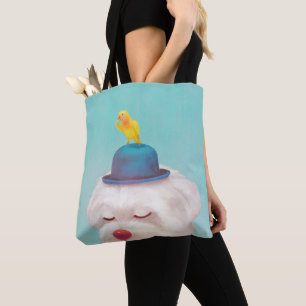 Meditative Clown Dog Portrait Tote Bag