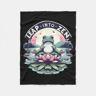 Meditative Frog Lotus Pose Yoga Zen Peaceful Mind Fleece Blanket