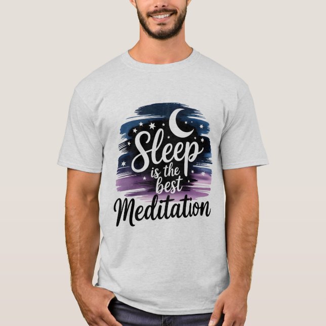 Meditative Sleep Moon & Stars Watercolor T-Shirt (Front)