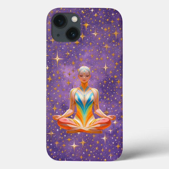 Meditative woman & starry purple sky Case-Mate iPhone case (Back)