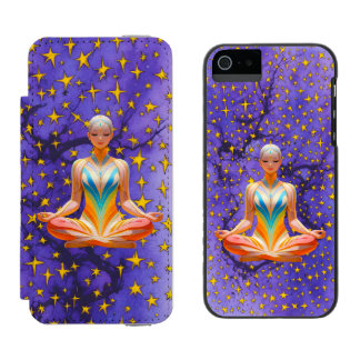 Meditative Woman & Unique Star Pattern design Incipio Watson™ iPhone 5 Wallet Case