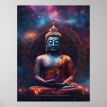 Méditer Bouddha avec Poster Mandala