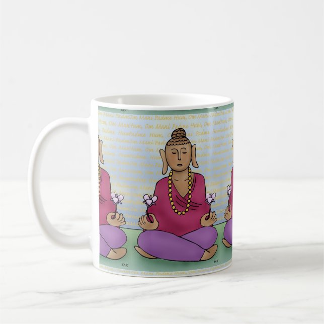 Méditer du Bouddha avec des fleurs sur une Mug (Gauche)