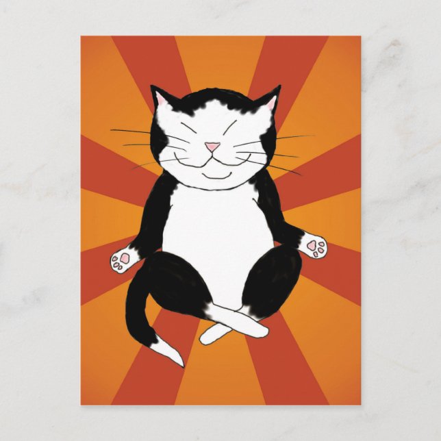 Méditer la carte postale Tuxedo Kitty (Devant)