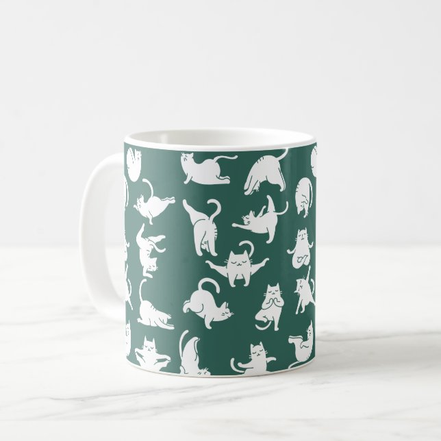 Méditer le chat dans le Yoga Poses de café Mug (Devant gauche)
