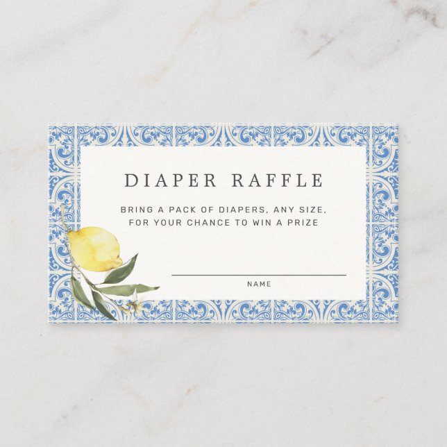 Mediterranean Amalfi Coast Diaper Raffle Enclosure Card (Front)