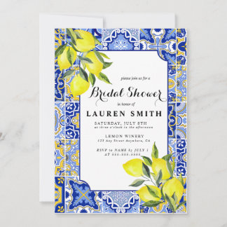 Mediterranean Amalfi Coast Lemon Bridal Shower Invitation