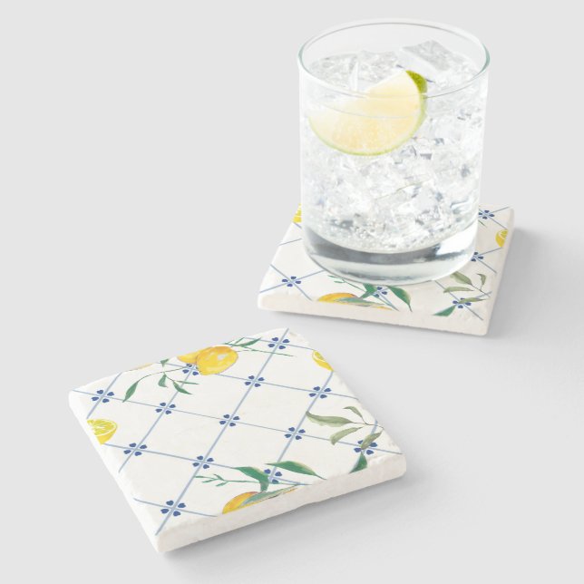 Mediterranean,Amalfi style,simple squares        Stone Coaster (Side)