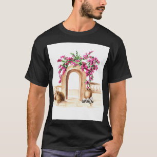 Mediterranean architecture, flowers, watercolor, h T-Shirt