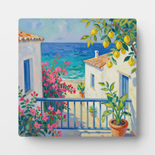 Mediterranean Balcony Lemon Bougainvillea Sea View Plaque