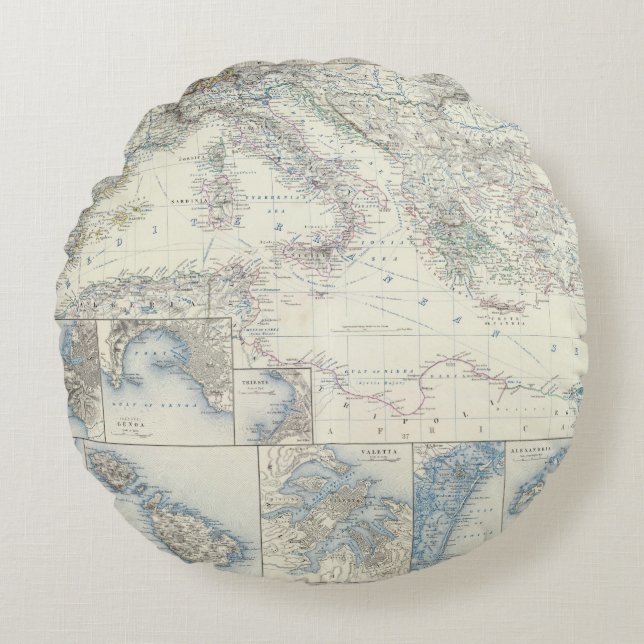 Mediterranean Basin Round Pillow (Front)