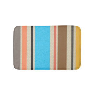 Mediterranean Beach Colour Stripe Tile Pattern Bath Mat