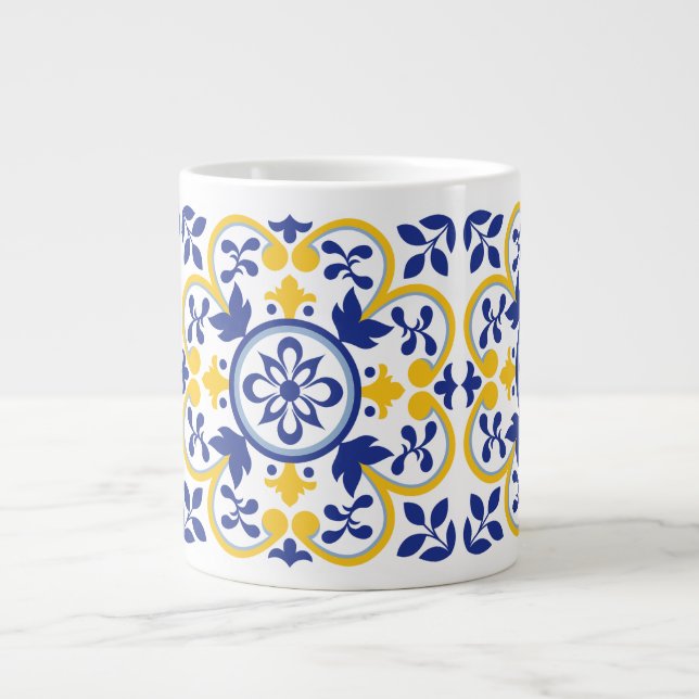 Mediterranean Bloom Large Coffee Mug (Front)