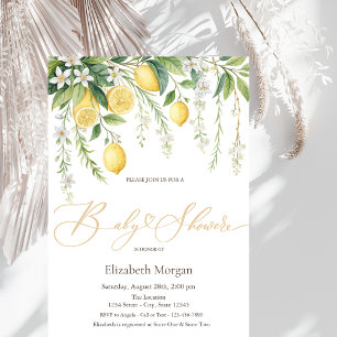 Mediterranean Blooming Lemons Baby Shower Invitation