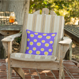 Mediterranean Blue and Yellow Floral Greek Flora Outdoor Pillow