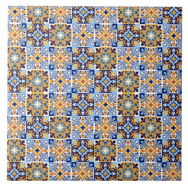  Mediterranean blue &brown  Tile (Front)