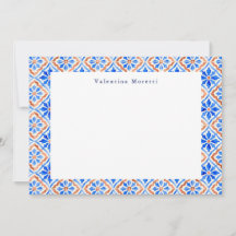 Mediterranean Blue Elegant Tile Pattern Custom