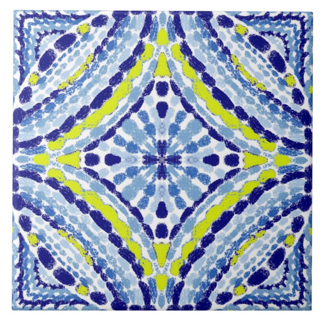 Mediterranean Blue Neon Mosaic-Hand-Painted Tile (Front)