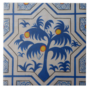 Mediterranean Blue Palm Tree Tile
