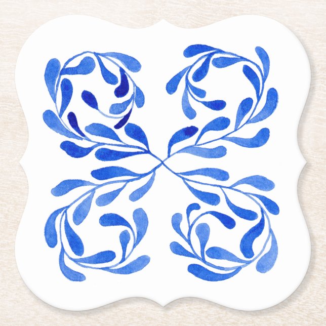Mediterranean Blue Paper Coaster (Front)