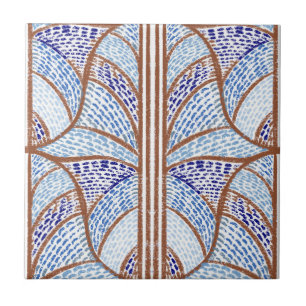Mediterranean Blue. & Terracotta Mosaic Pattern  Tile