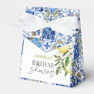 Mediterranean Blue Tile Citrus Lemon Bridal Shower Favor Box