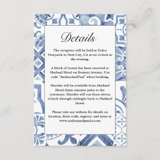 Mediterranean Blue Tile Enclosure Card