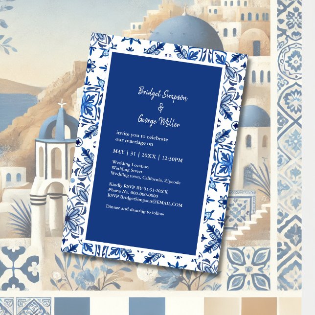 Mediterranean Blue Tile Pattern  Invitation (Creator Uploaded)