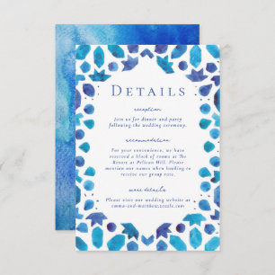 Mediterranean Blue Tiles Wedding Details Enclosure Card