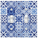 Mediterranean Blue White Tile Pattern Watercolor Light Switch Cover<br><div class="desc">Pretty indigo blue and white tile pattern in watercolor.  Original art by Nic Squirrell.</div>