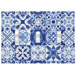 Mediterranean Blue White Tile Pattern Watercolor Light Switch Cover<br><div class="desc">Pretty indigo navy blue and white Mediterranean tile pattern in watercolor.  Original art by Nic Squirrell.</div>