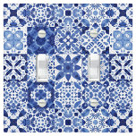 Mediterranean Blue White Tile Pattern Watercolor Light Switch Cover<br><div class="desc">Pretty indigo navy blue and white Mediterranean tile pattern in watercolor.  Original art by Nic Squirrell.</div>