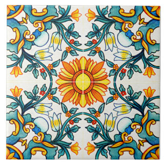 Mediterranean Botanical Patterned Tile