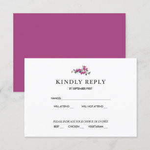 Mediterranean Bougainvillea Pink RSVP Response Invitation