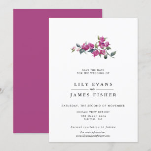 Mediterranean Bougainvillea Pink Save the Date Inv Invitation