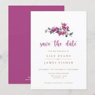 Mediterranean Bougainvillea Pink Save the Date Inv Invitation