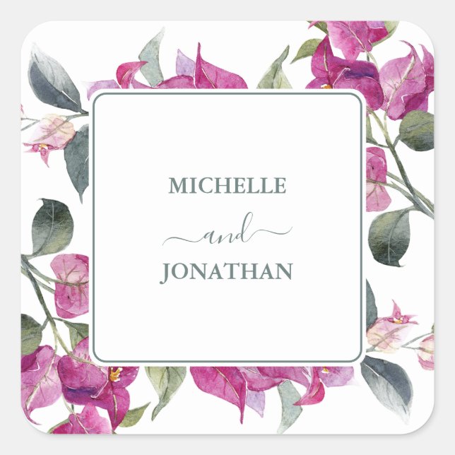 Mediterranean Bougainvillea Wedding Envelope Seals (Front)