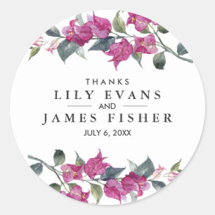 Mediterranean Bougainvillea Wedding Favour Sticker