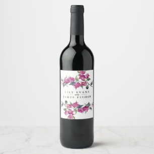 Mediterranean Bougainvillea Wedding Favour Wine Label
