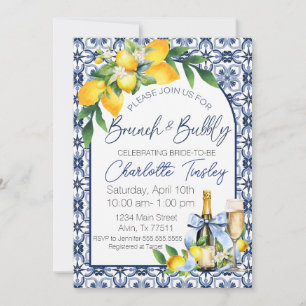 Mediterranean -Brunch & Bubbly Bridal Shower Invitation
