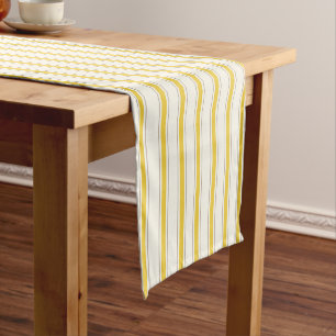Mediterranean Cabana Stripe Lemon Yellow Short Table Runner