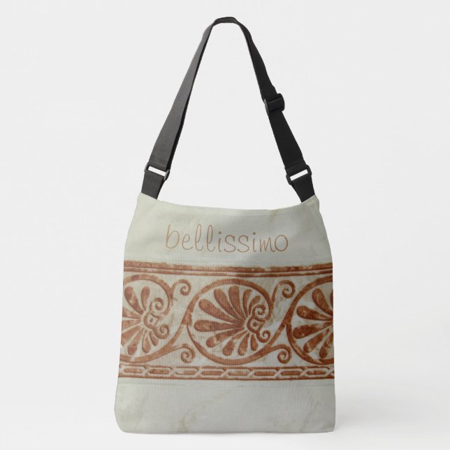 Mediterranean Ceramic Ornamental Border any Text Crossbody Bag (Front)