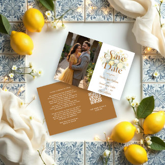 Mediterranean Chic Floral Classic Chalice Lemons Save The Date