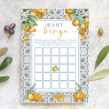 Mediterranean Citrus Baby Shower | Baby Bingo Game