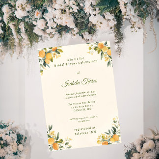 Mediterranean Citrus Botanical Bridal Shower Invitation