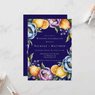 Mediterranean Citrus Bouquet Wedding Invitation