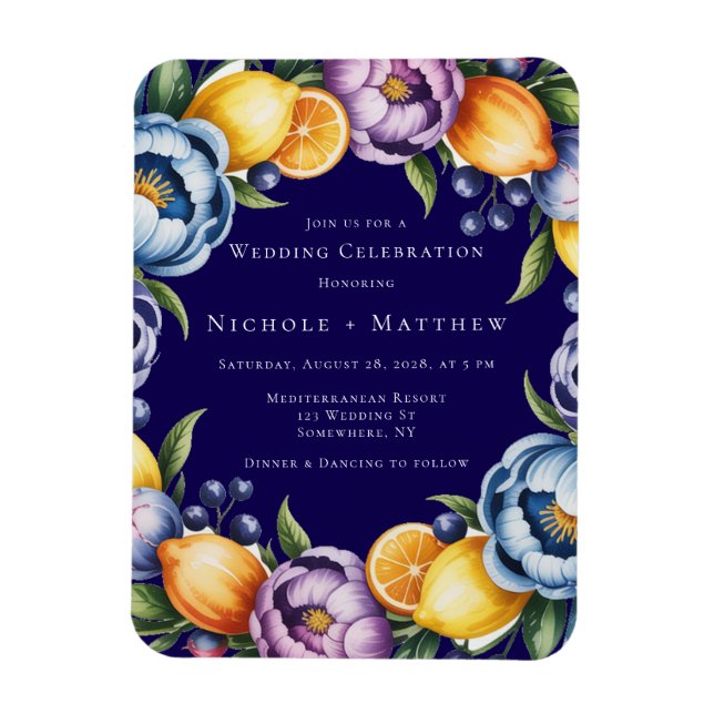 Mediterranean Citrus Bouquet Wedding Magnet (Vertical)