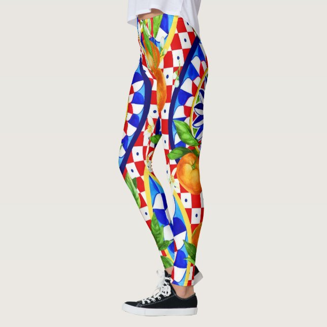 Mediterranean Citrus & Dolce Tile Leggings (Left)