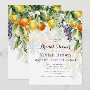 Mediterranean Citrus Garden Bridal Shower Invitation